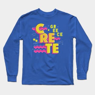 Retro 90s Crete, Greece Long Sleeve T-Shirt